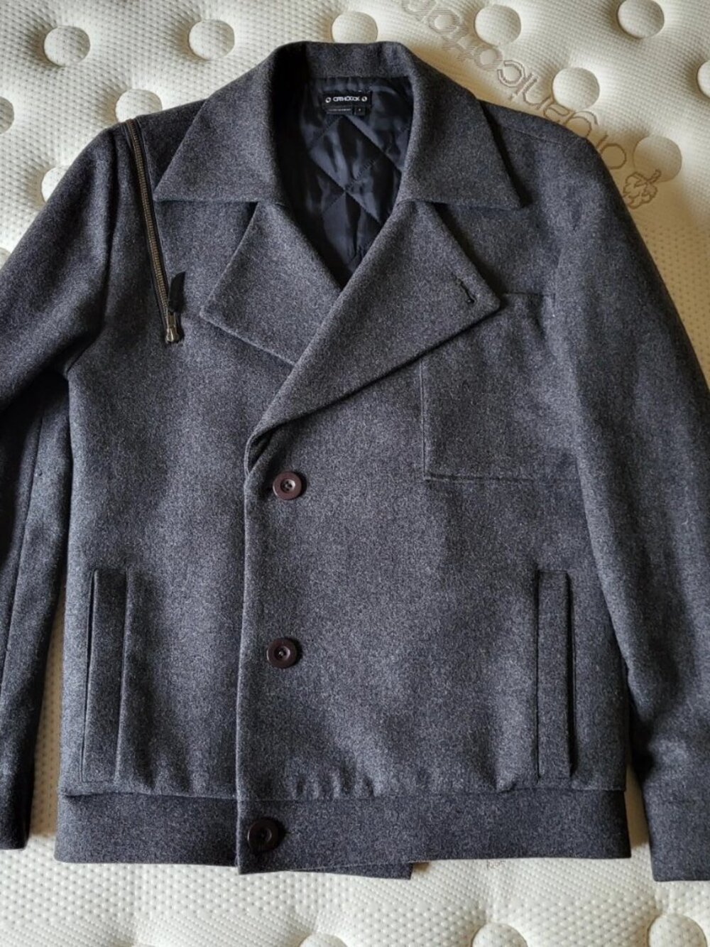 Orthodox Men's Gray Wool Nylon Blend "Chaucer" jacket peacoat coat small